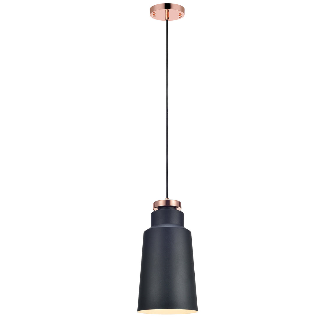 Teamson Home Stile Metal Mini Pendant Light, Black with Copper accents