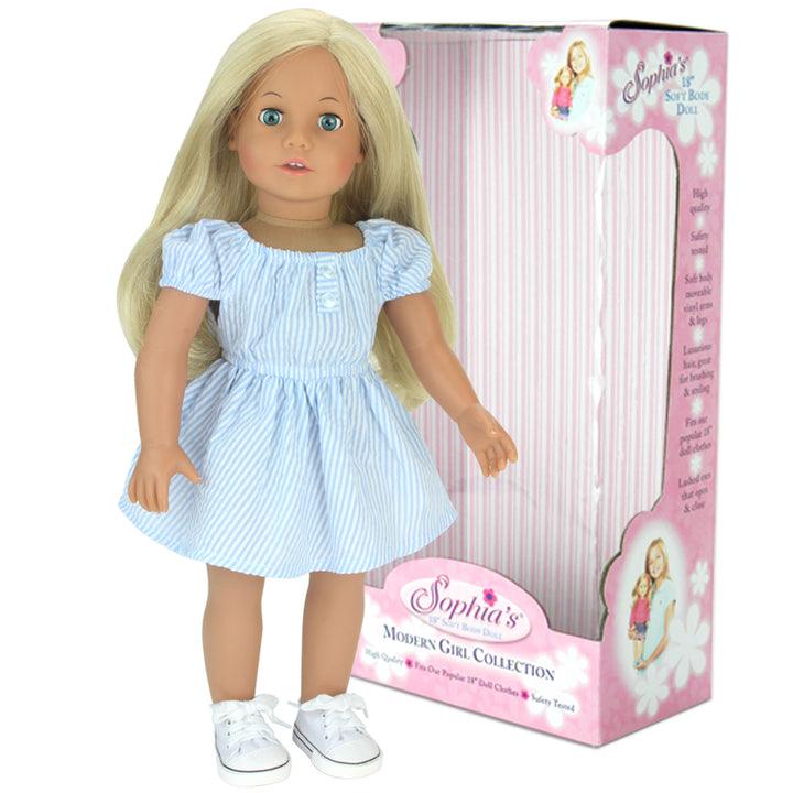 Sophia's Posable 18'' Soft Bodied Vinyl Doll "Sophia" with Blonde Hair and Blue Eyes, Light Skin Tone