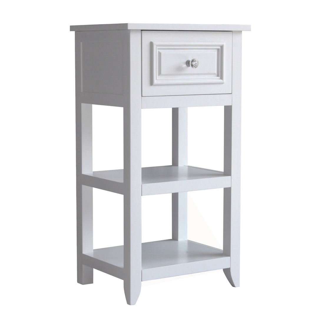 Teamson Home Dawson Accent Table with storage drawer and shelves, White
