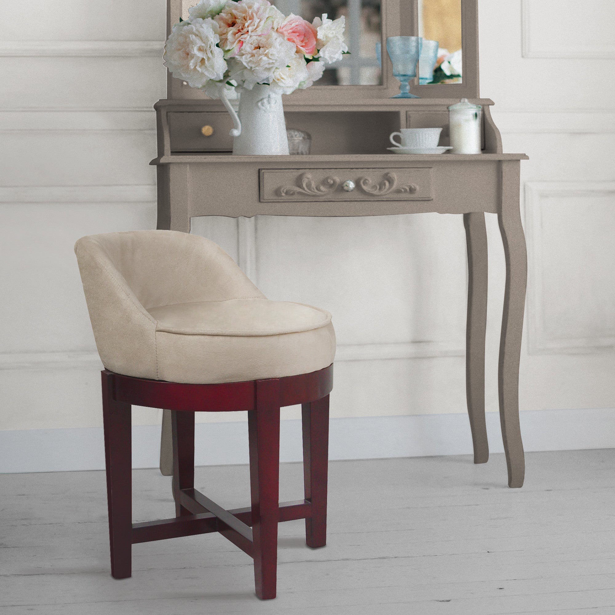 Teamson Home Swivel Chair with Solid Wood Legs