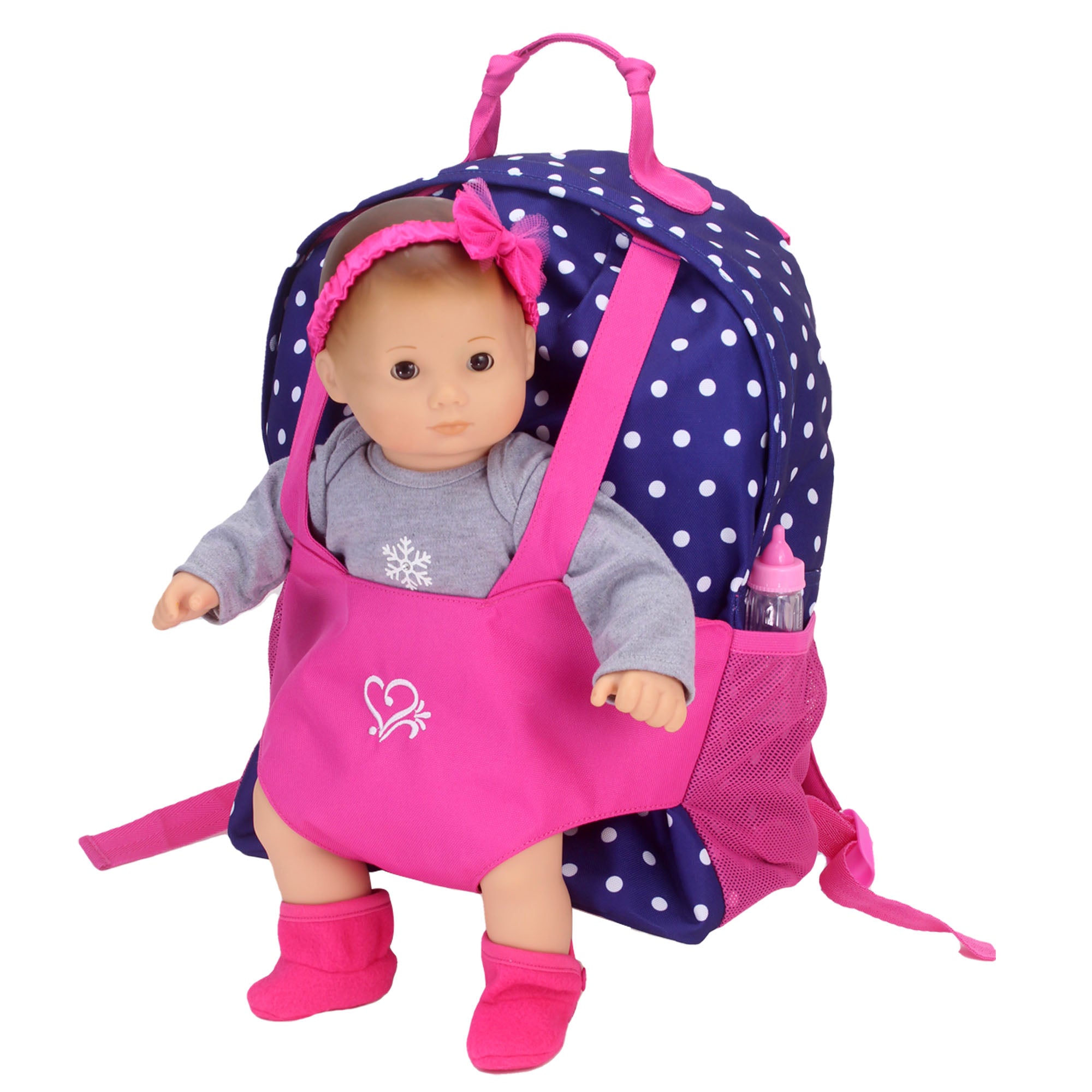 Sophia's - 18" Doll - Polka Dot Doll Carrier Backpack - Navy