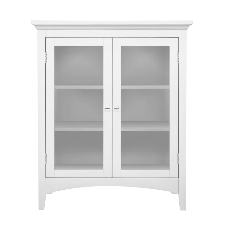 Teamson Home Madison Double Door Floor Storage Cabinet, White on a white background.