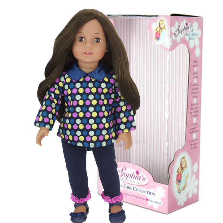 Sophia's Posable 18'' Soft Bodied Vinyl Doll "Catherine" with Brunette Hair and Brown Eyes, Light Skin Tone