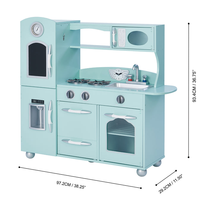 Teamson Kids Little Chef Westchester Retro Kids Kitchen Playset, Mint displayed on a white background.