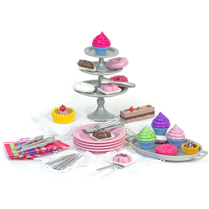 Sophia's - 18" Doll - Dessert & Display and Tea Party Combo Gift Set - Pink