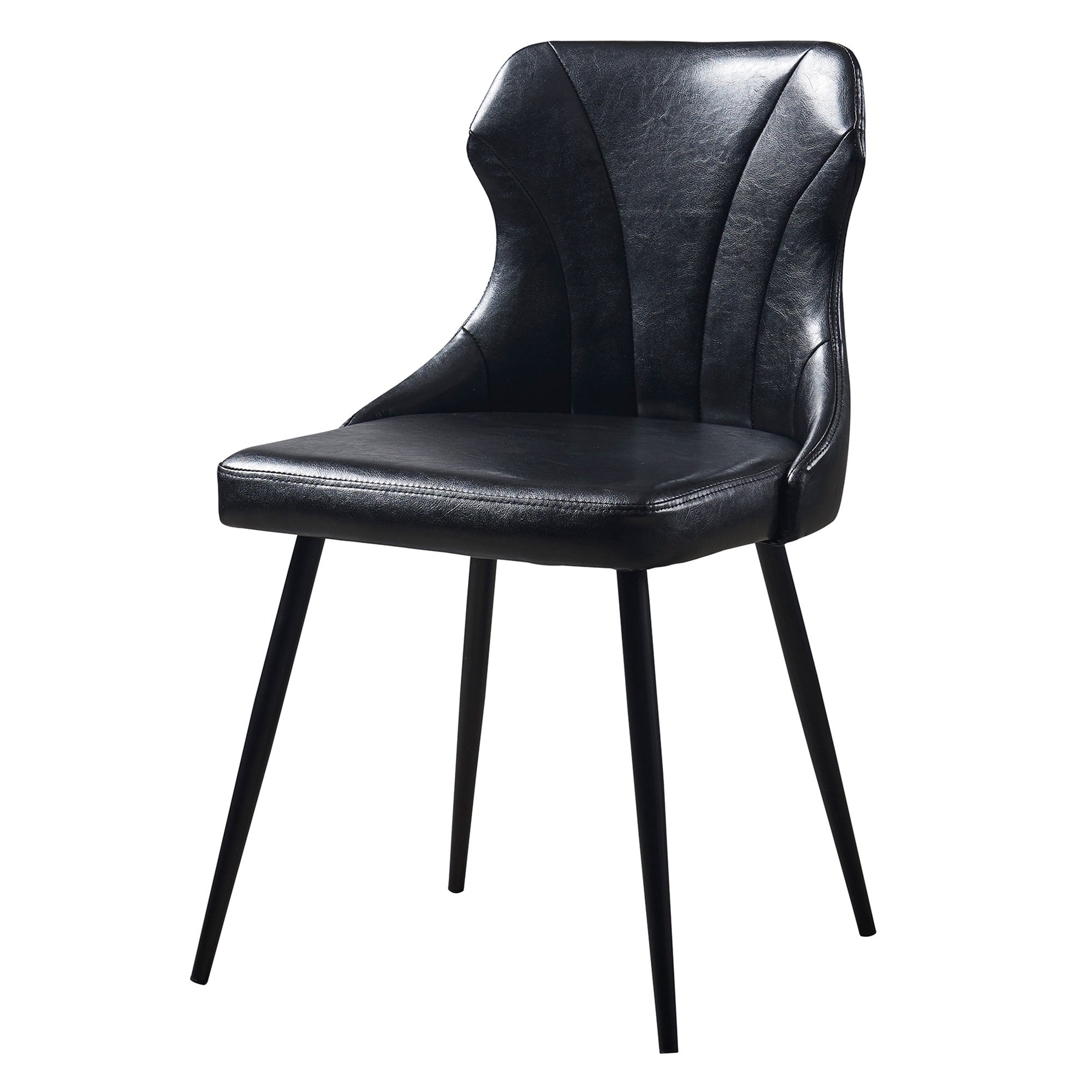 Teamson Home Finley Dining Chair With PU Leather Seat and Metal Legs, Black