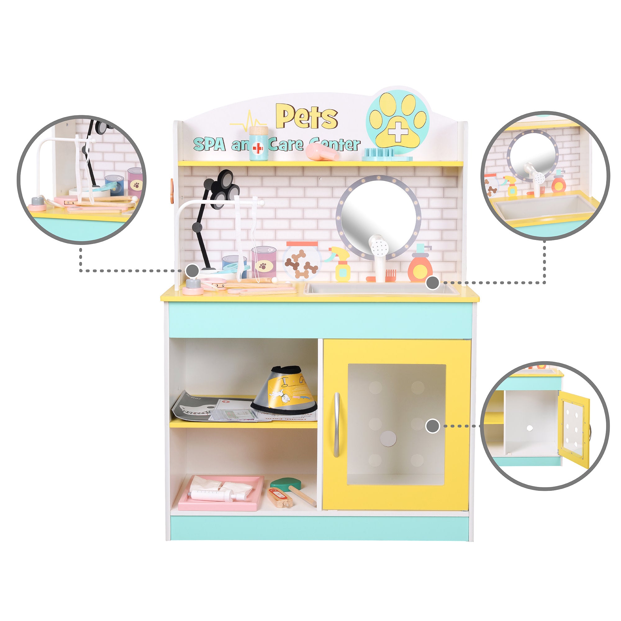 Teamson Kids - Little Helper Pet Play Stand Toys - Green/Yellow