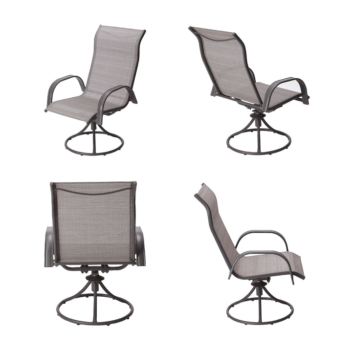 Different angles of the swivel chairs from the sides and behind
