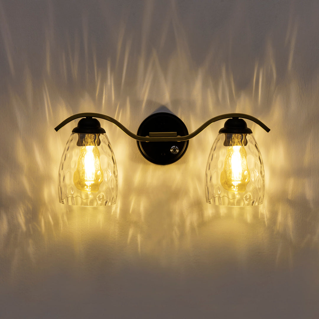 An example of the light interacting with the Clear Hammered Glass Cloche Shades