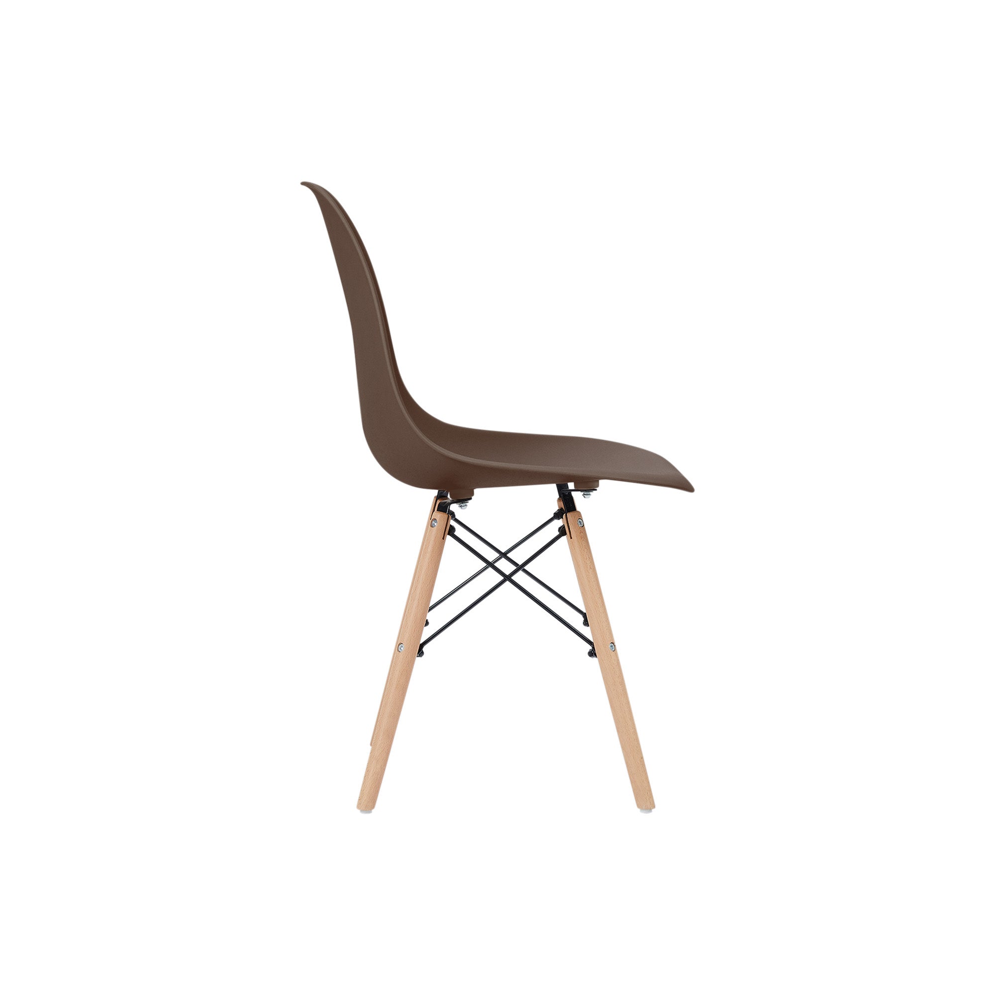 Teamson Home Allan Plastic Side Dining Chair with Wooden Legs Set of 2, Brown