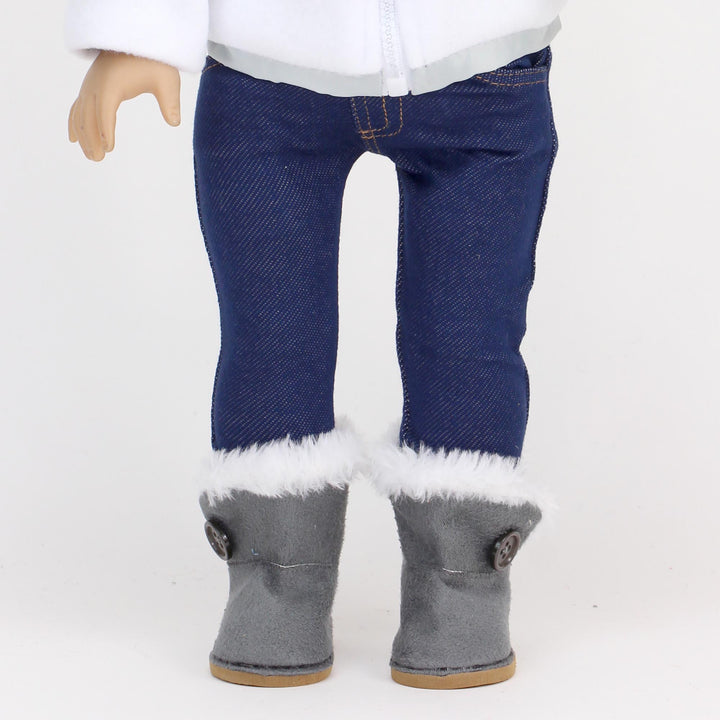 Sophia's Nylon/Fleece Jacket and Boots for 18" Dolls, White/Gray