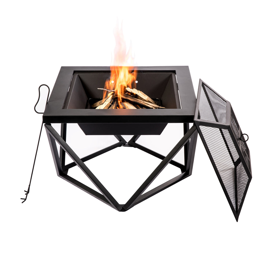 Teamson Home Outdoor 24" Wood Burning Fire Pit with Tabletop and Decorative Base