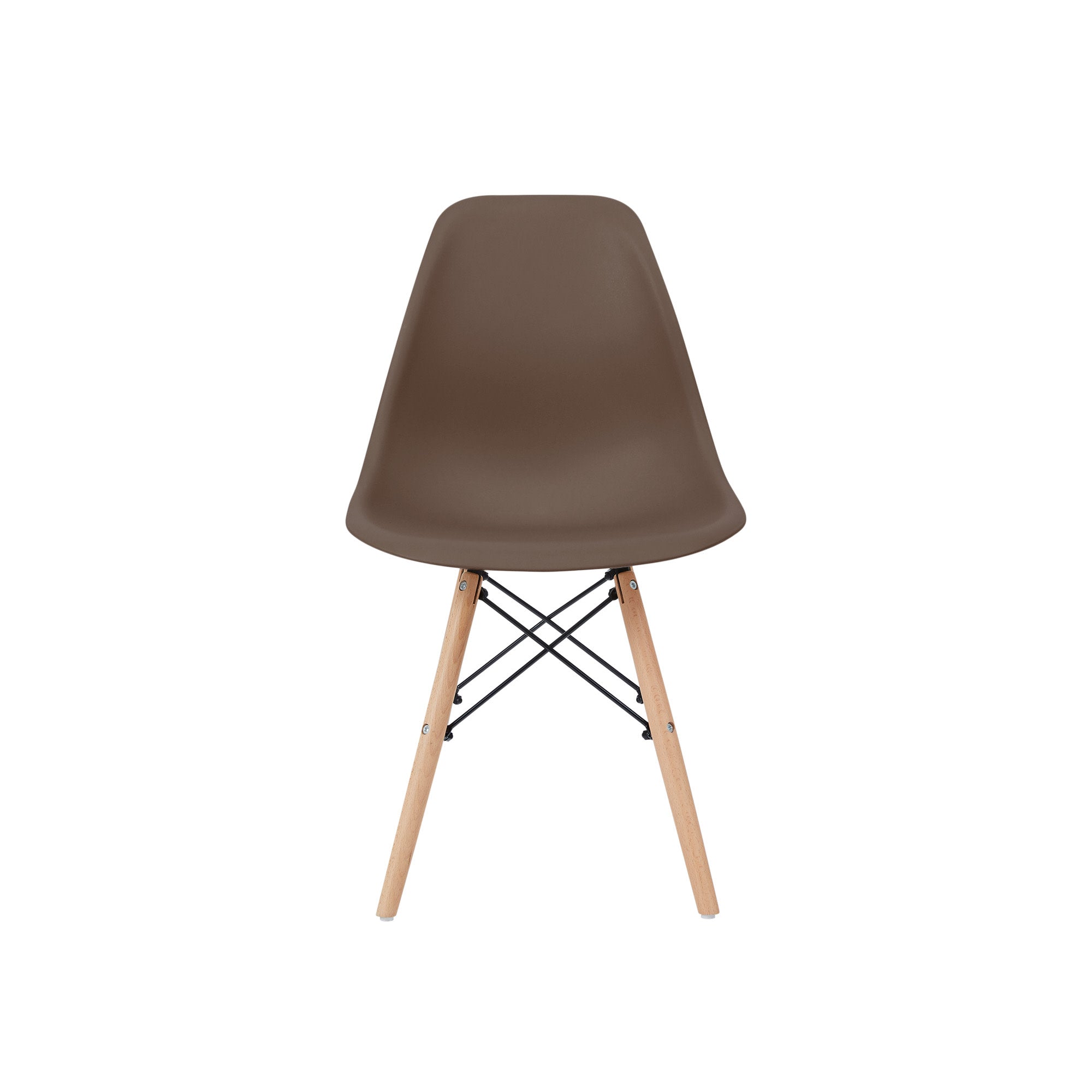 Teamson Home Allan Plastic Side Dining Chair with Wooden Legs Set of 2, Brown
