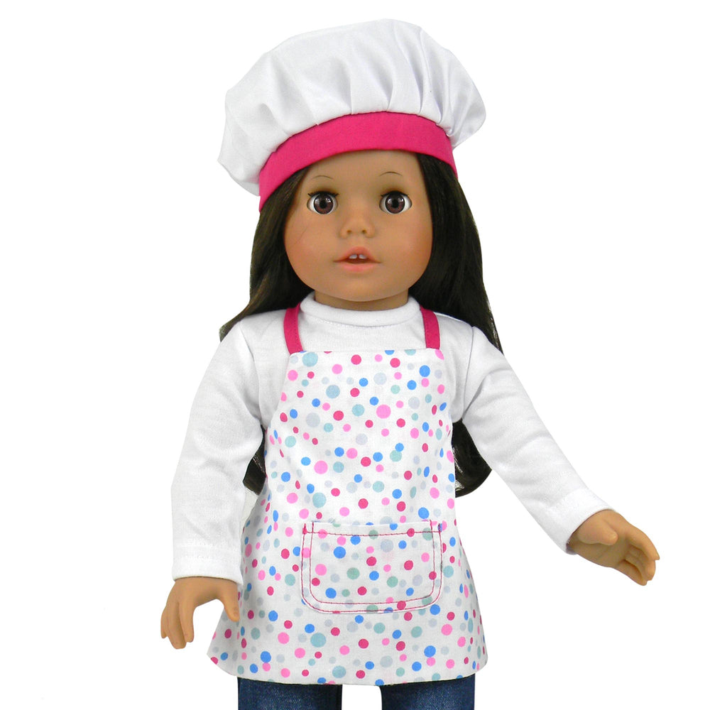 Sophia's - 18" Doll - Baking Apron, Hat & Mitten Set - White