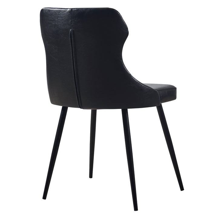A view from behind of a Teamson Home Finley Dining Chair with Faux Black Leather 