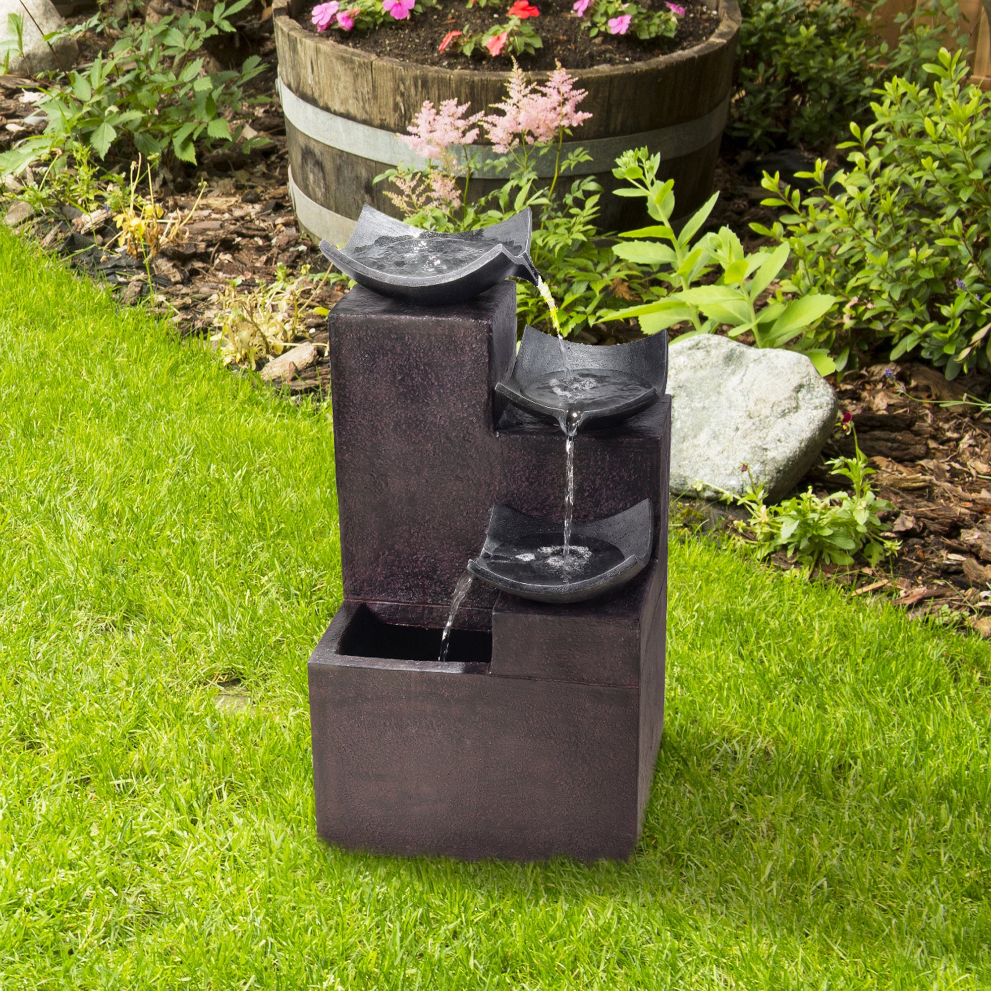 Teamson Home Outdoor Modern Tiered Zen Garden Fountain