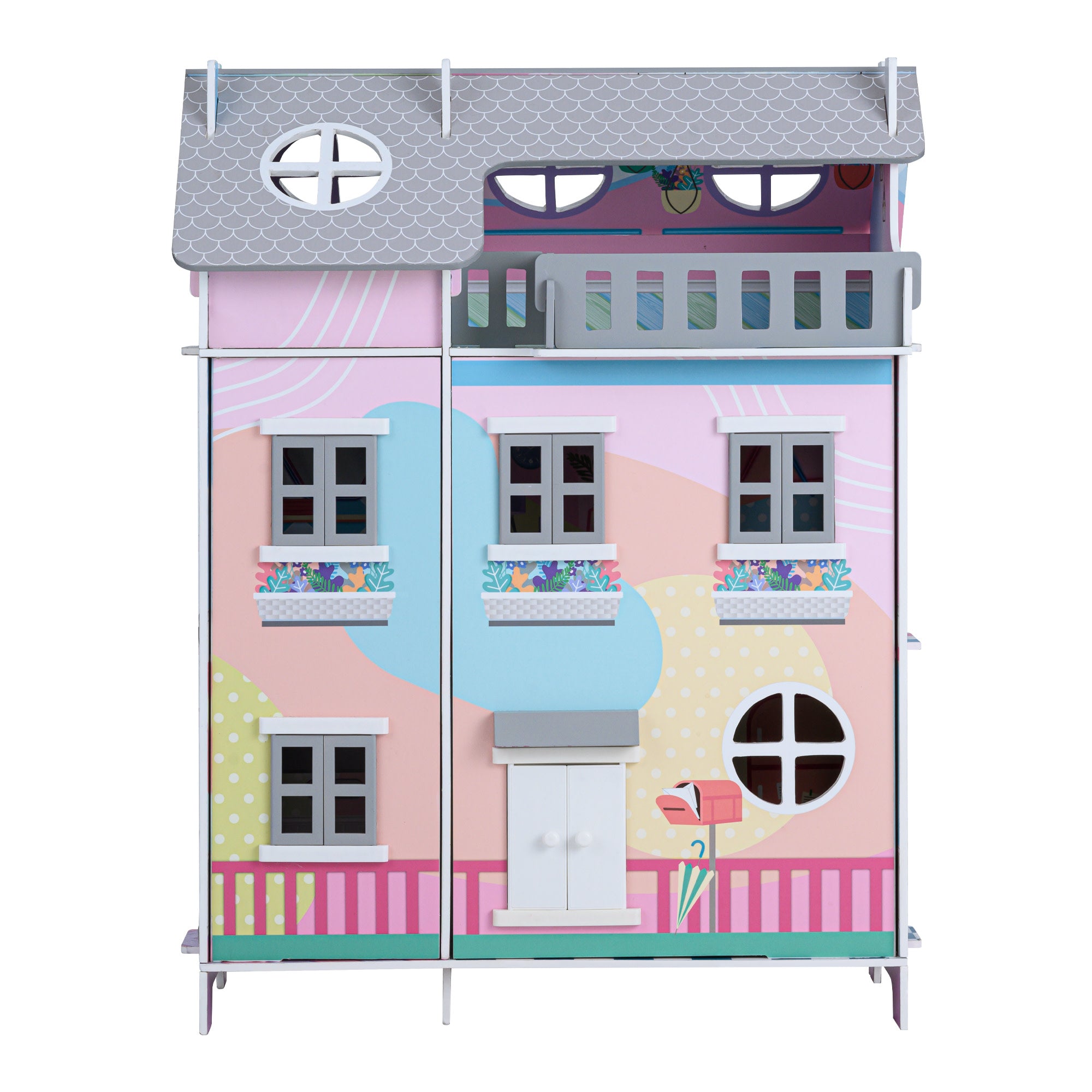 Teamson Kids Sunroom Dollhouse with 11 Accessories, Multicolor