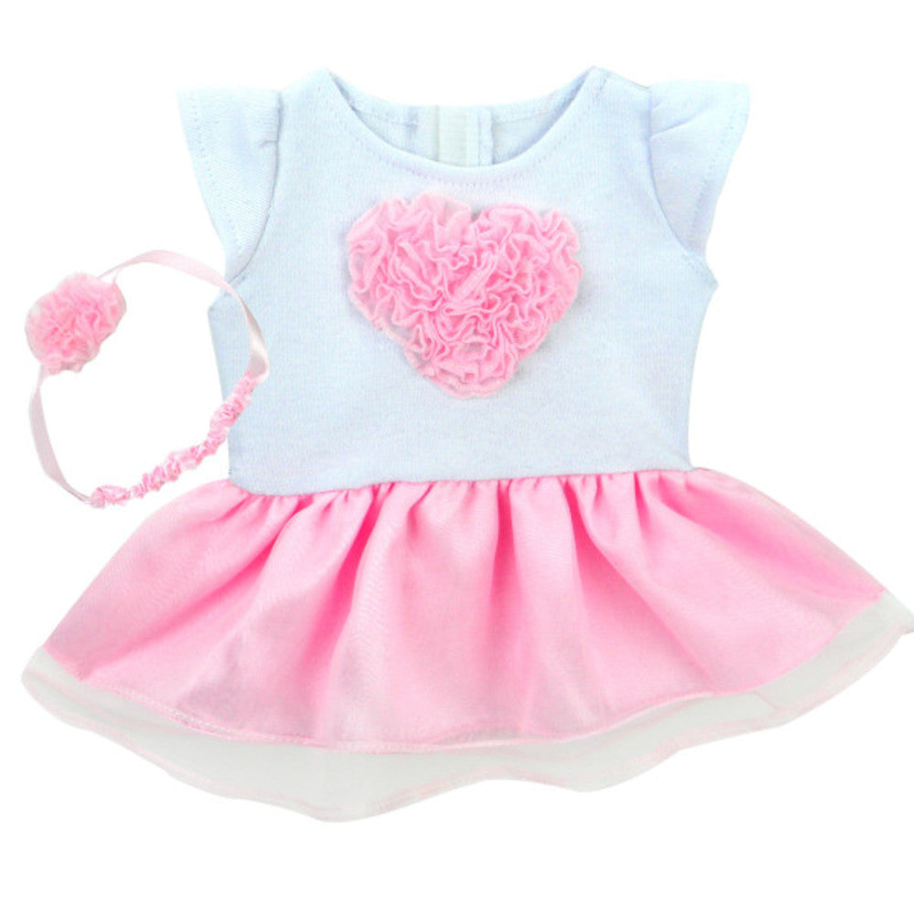 Sophia's Heart Dress and Headband Outfit for 15'' Dolls, White/Pink