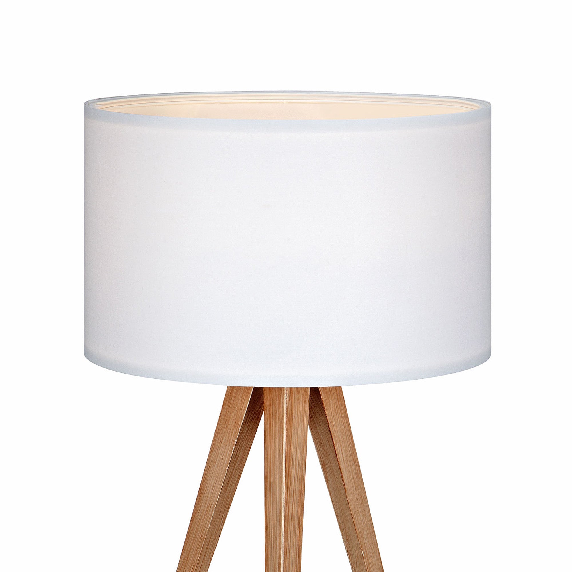 Teamson Home Romanza 20" Postmodern Tripod Table Lamp with Drum Shade, Natural/White