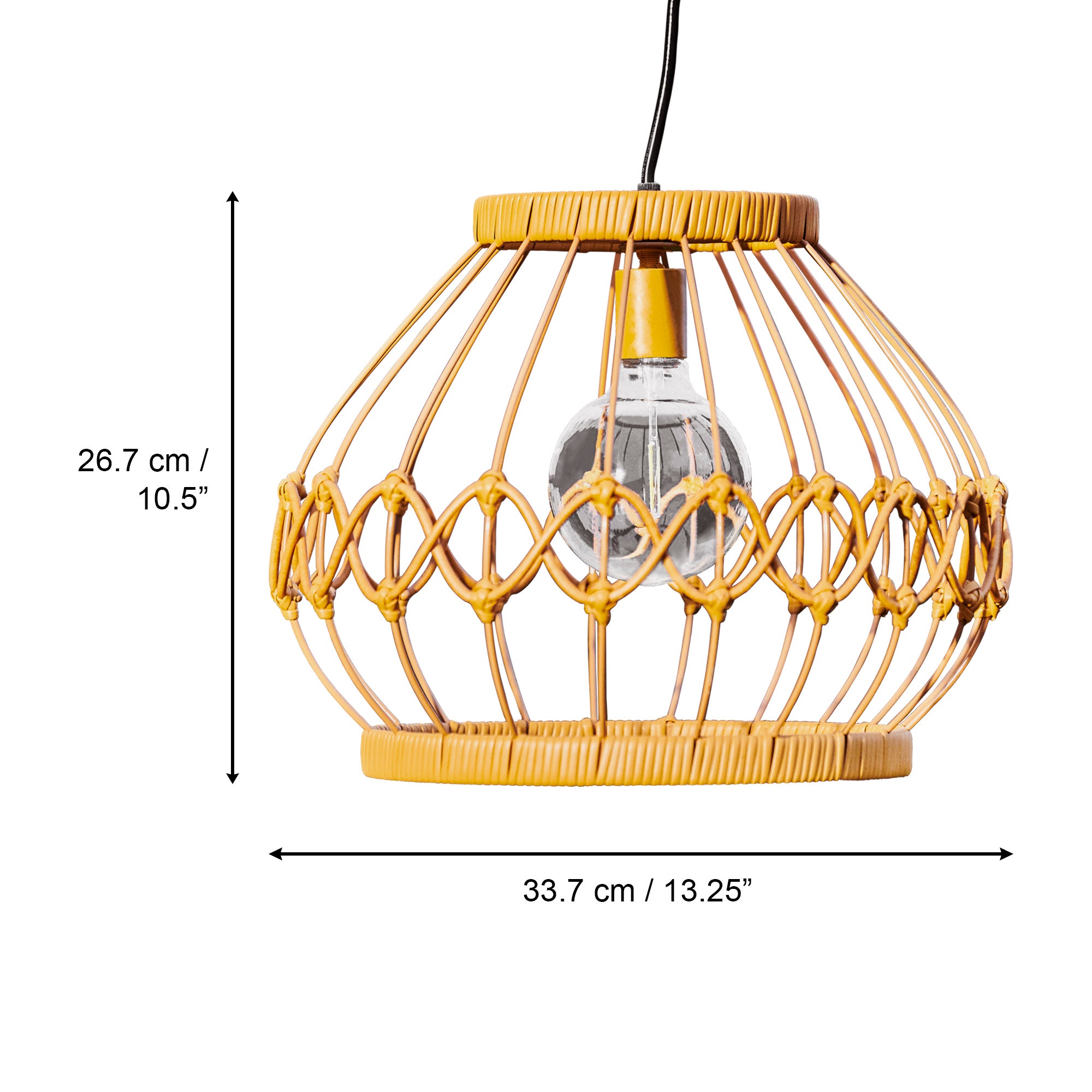 Teamson Home Solar Powered Wicker Pendant Light with Remote Control, Brown