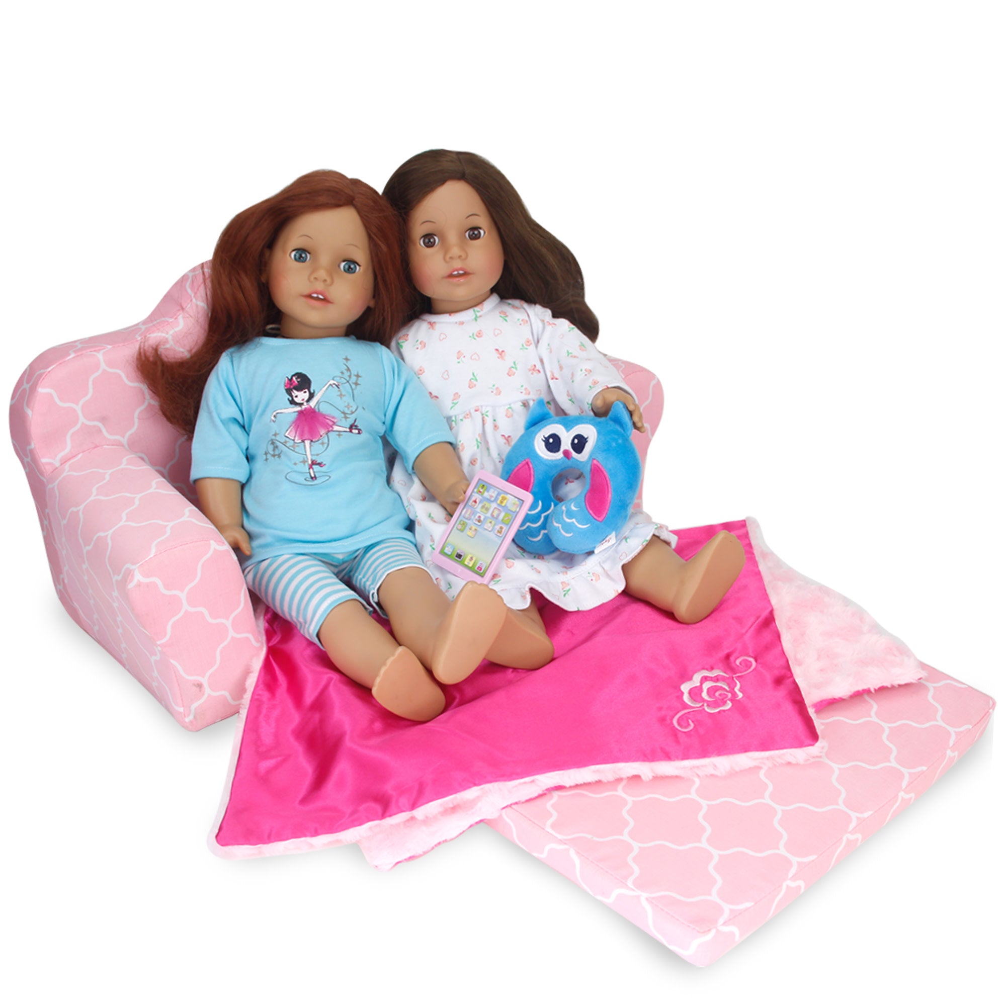 Sophia's 2-in-1 Plush Pull-Out Sofa Bed for Two 18'' Dolls, Pink