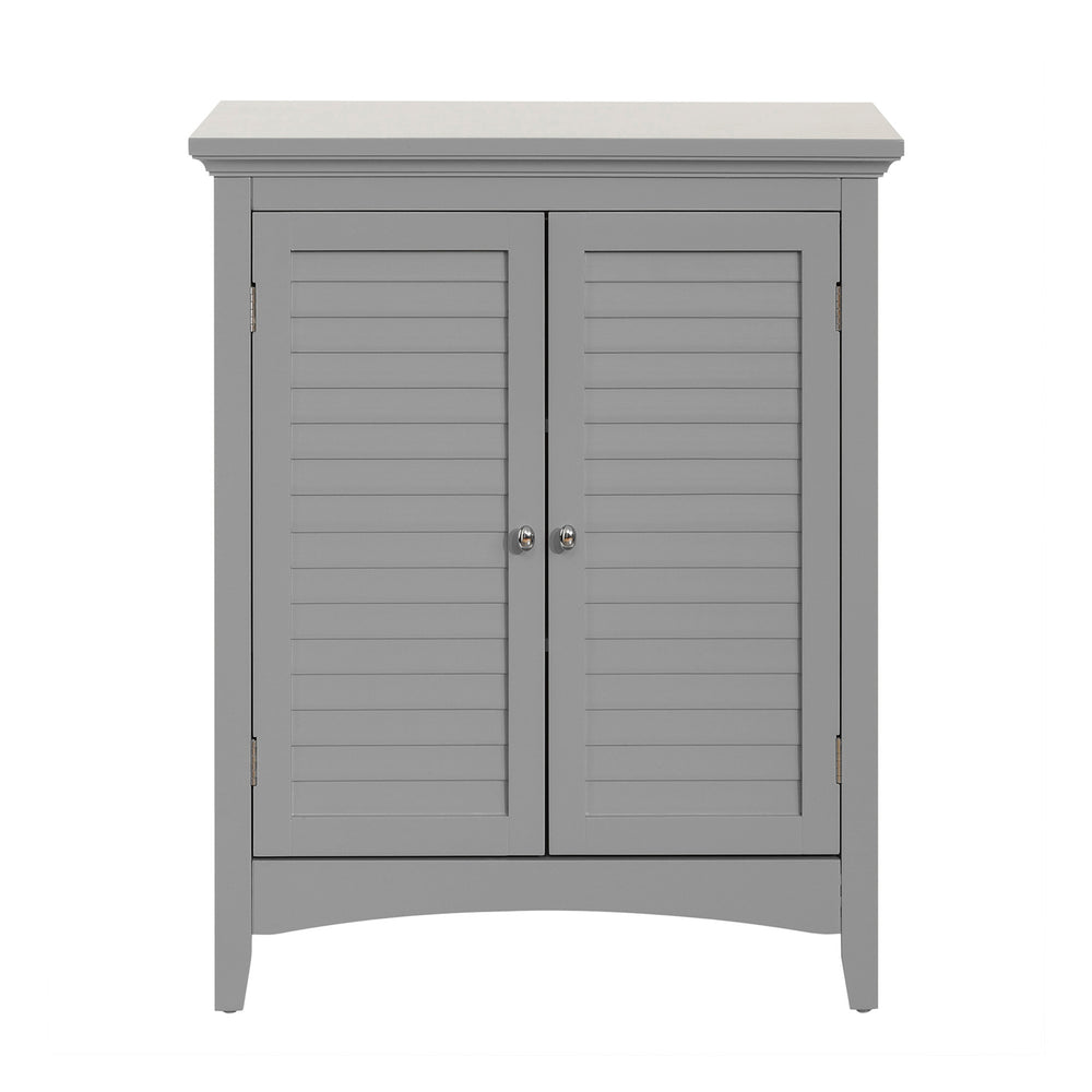 Teamson Home Glancy Wooden Floor Cabinet with Shutter Doors and Adjustable Shelves, Gray, hardware included.