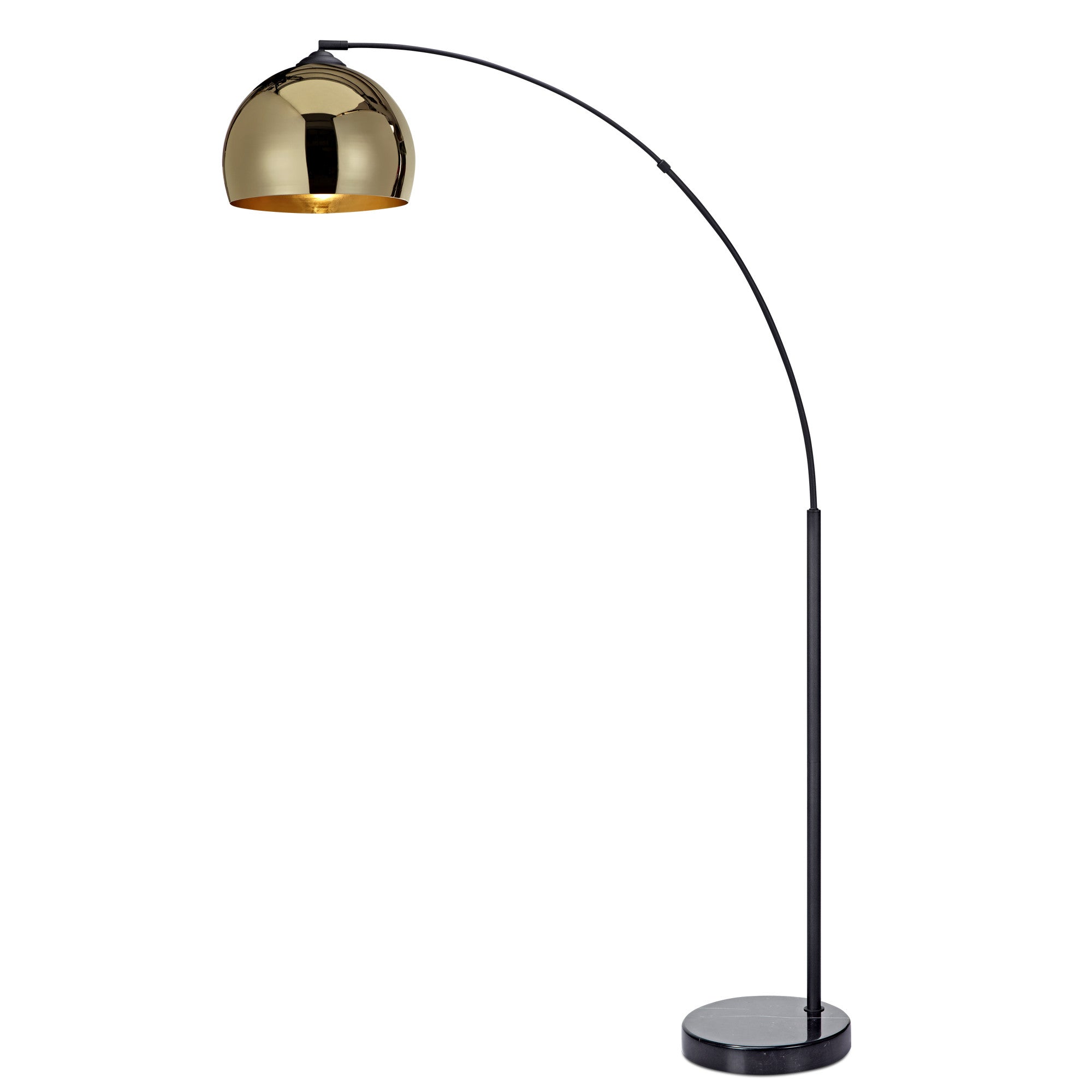 Teamson Home Arquer Arc Metal Floor Lamp with Bell Shade, Gold