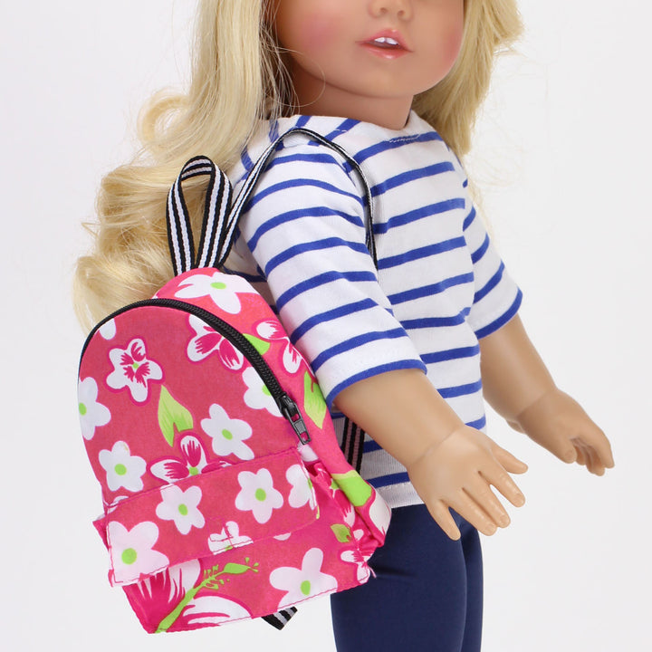 Sophia's - 18" Doll - Flower Print Backpack - Hot Pink