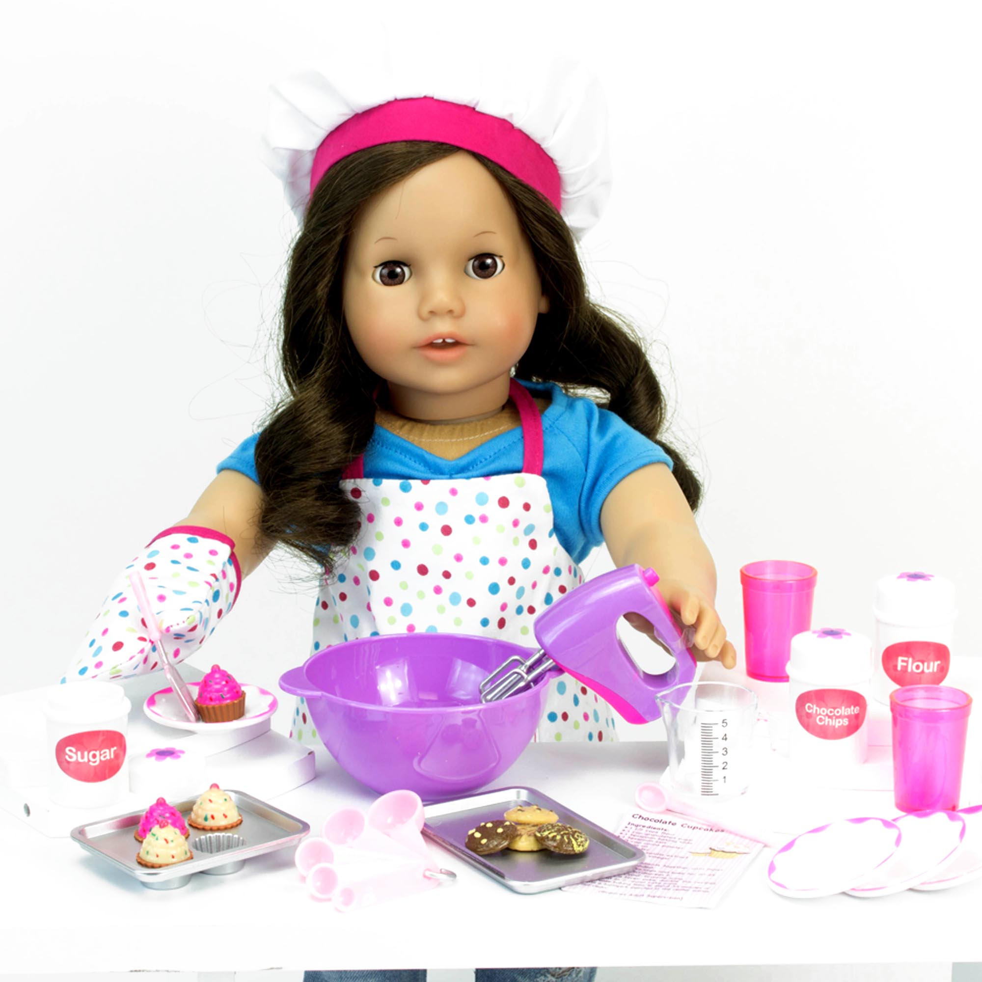 Sophia's - 18" Doll - Baking Apron, Hat & Mitten Set - White