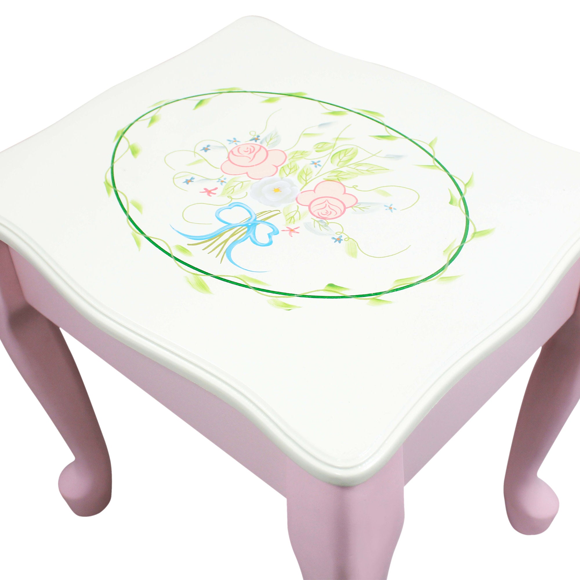 Fantasy Fields Kids Furniture Play Vanity Table and Stool, Pink/White