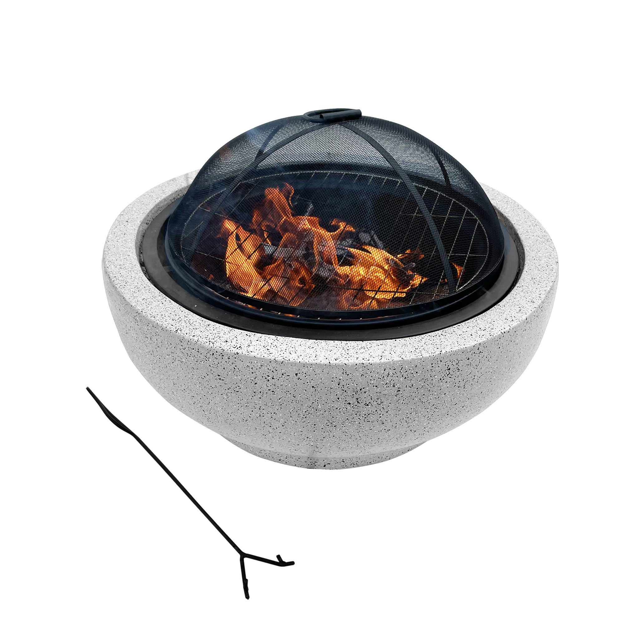 Peaktop Outdoor 24" Wood Burning Fire Pit with Decorative Concrete Base, Gray