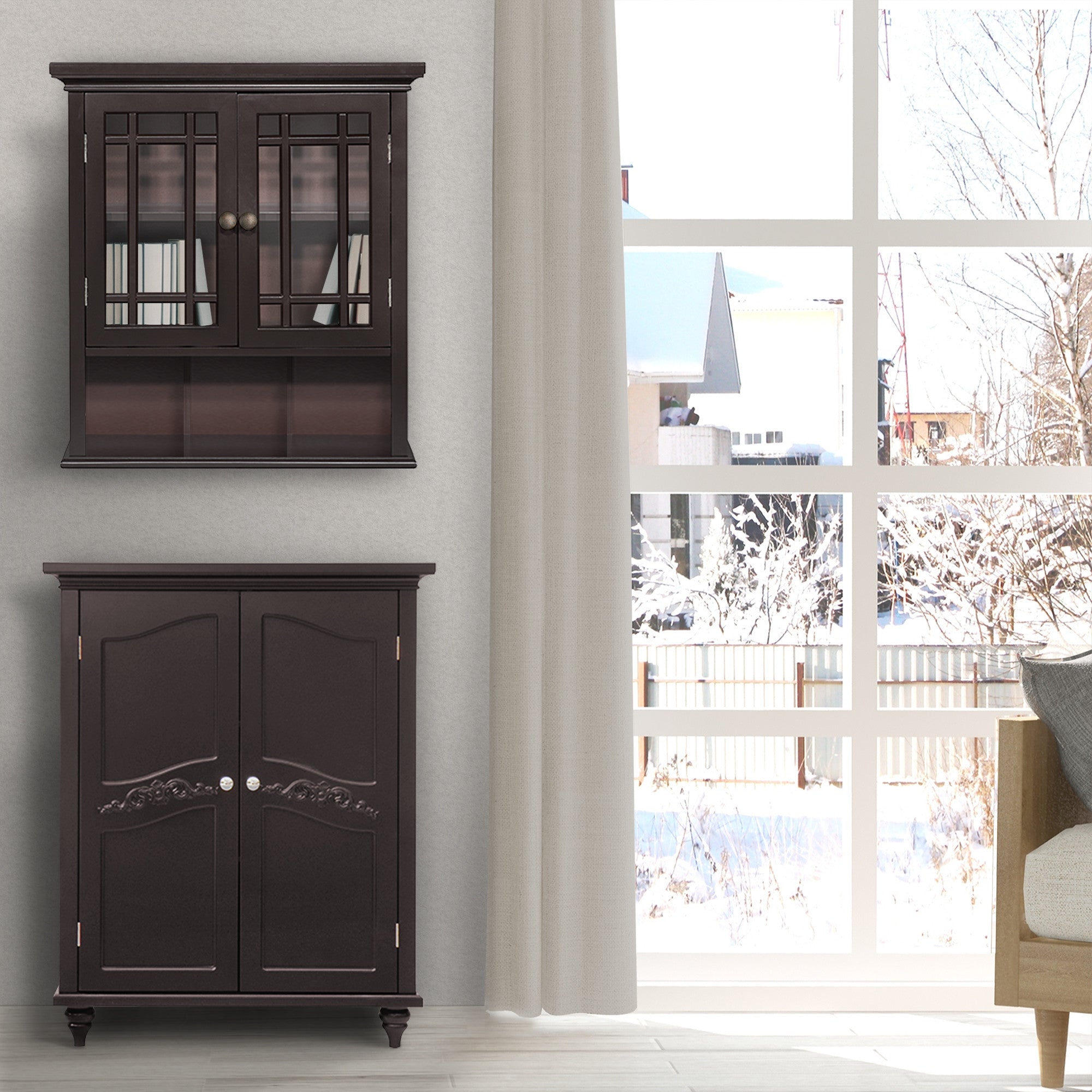 Elegant Home Fashions Neal Removable Wall Cabinet with 2 Doors and 1 Shelf