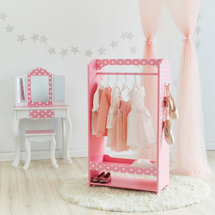 Fantasy Fields - Fashion Polka Dot Prints Bella Toy Dress Up Unit - Pink / White