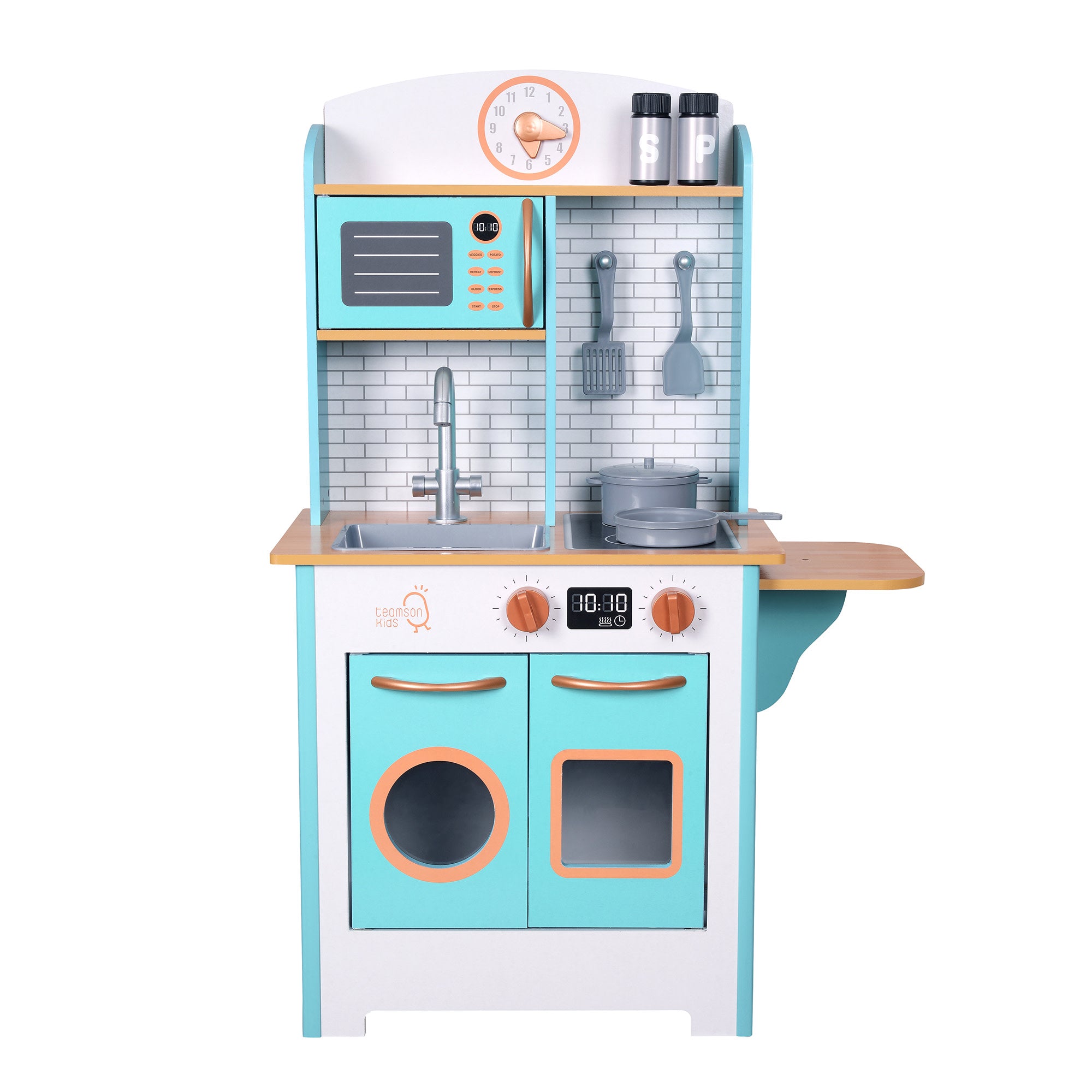 Teamson Kids - Little Chef Santos Retro Play Kitchen - Petrol/wood