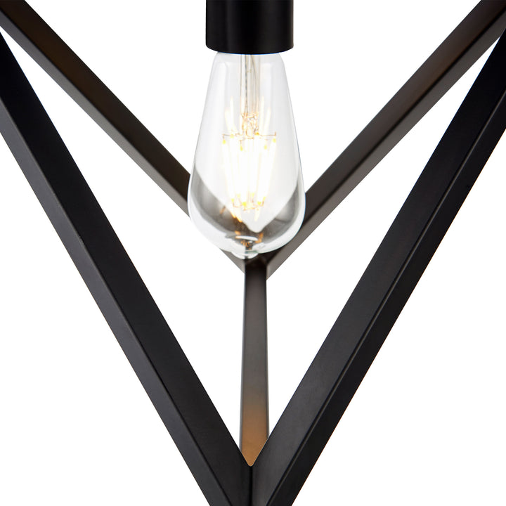 Teamson Home Armonia Geometric Pendant Lamp, Black at the intersection of durable black metal fixture arms against a white background.