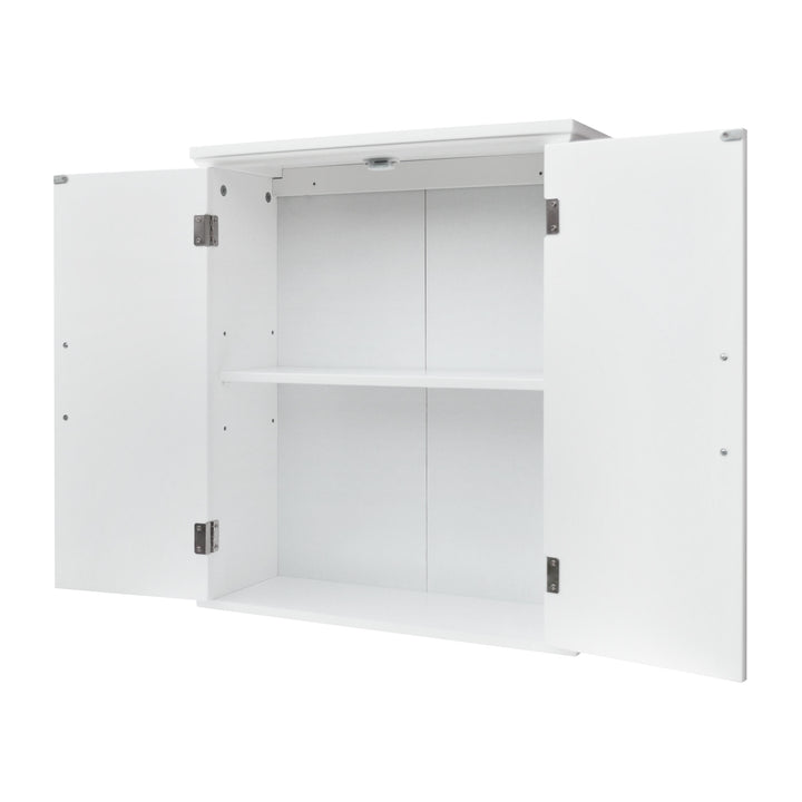 Teamson Home Newport Contemporary Wooden Removable Cabinet, White, with the doors open