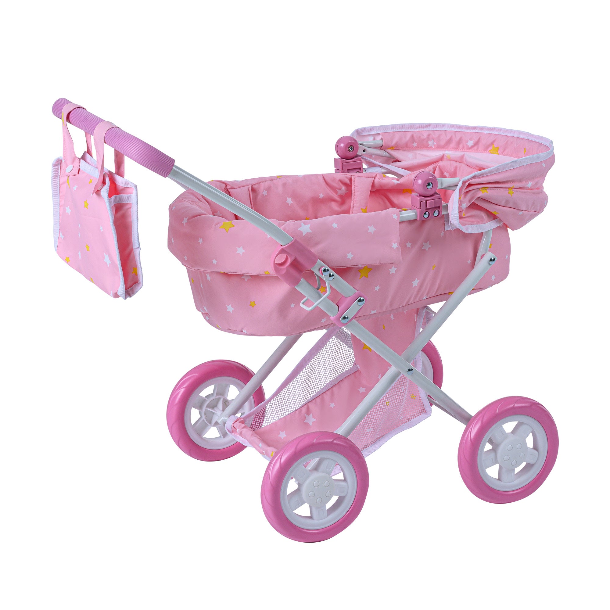 Olivia's Little World Twinkle Stars Princess Deluxe Baby Doll Stroller, Pink/White