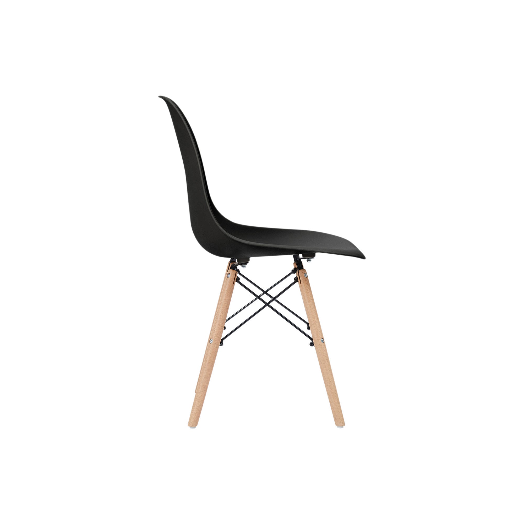 Teamson Home Allan Plastic Side Dining Chair with Wooden Legs Set of 2, Black