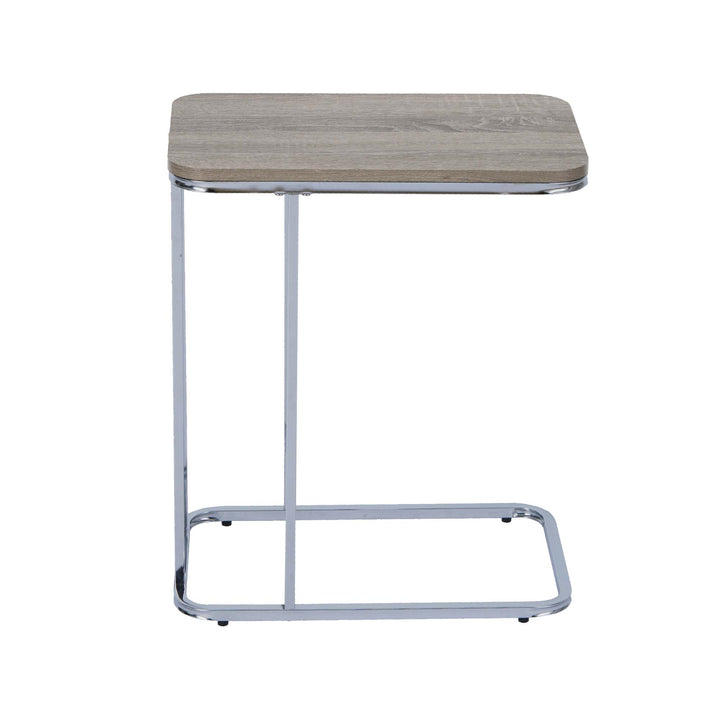 Teamson Home Cora C-shaped table with Salt Oak table top and metal base from the side