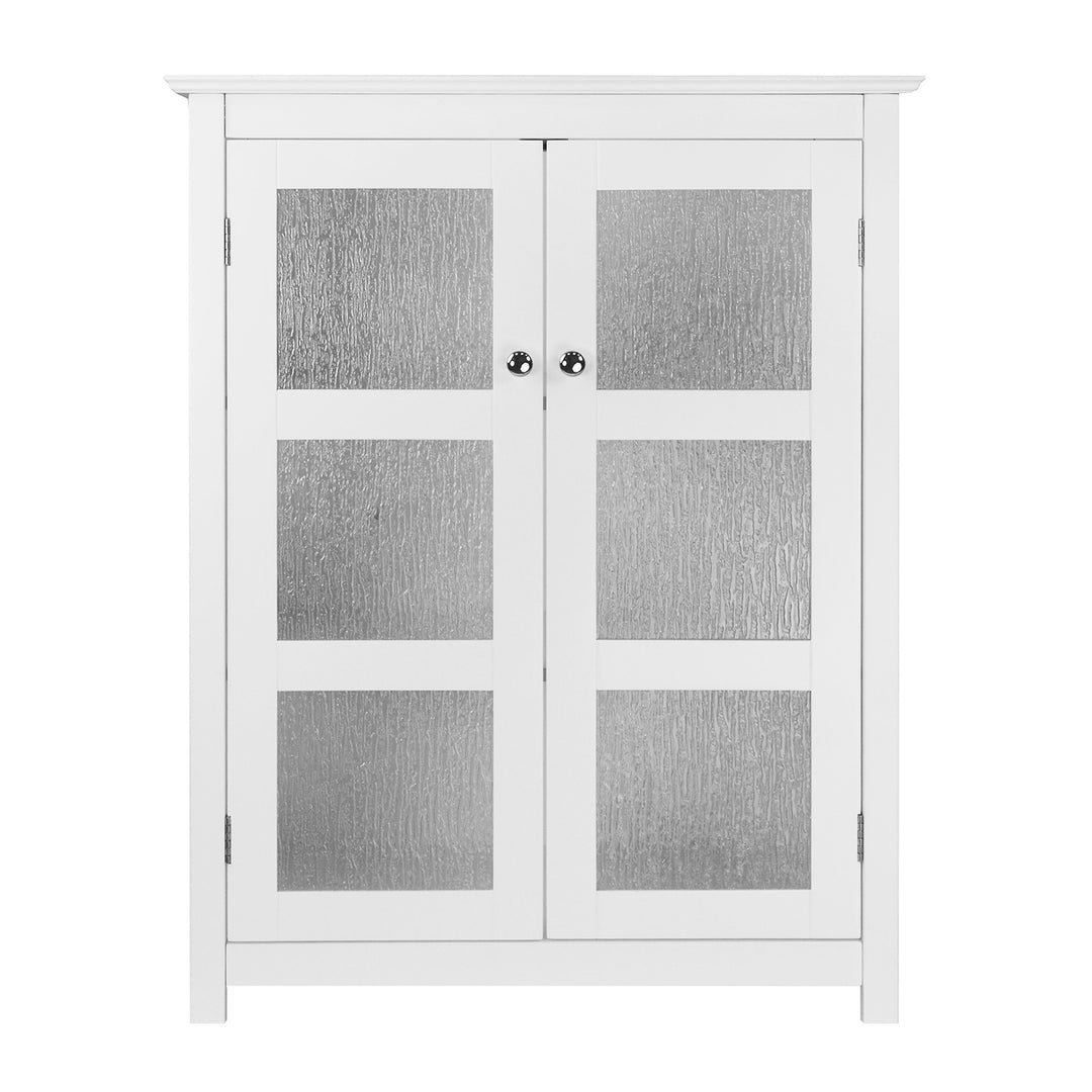 Teamson Home Connor 2 Door Floor Cabinet with frosted glass doors, White