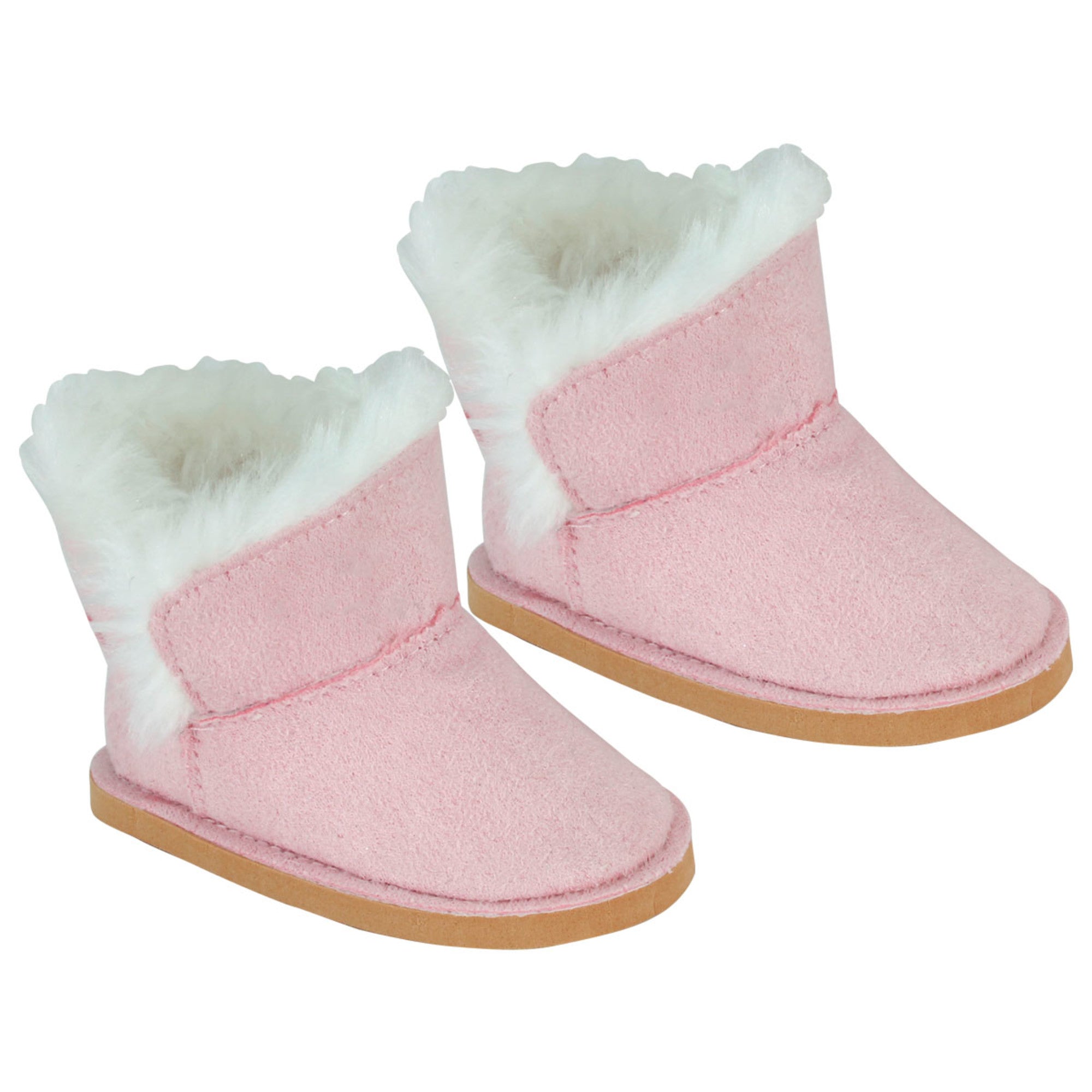 Sophia's Faux faux fur-Lined Mini Ewe Booties for 18" Dolls, Light Pink
