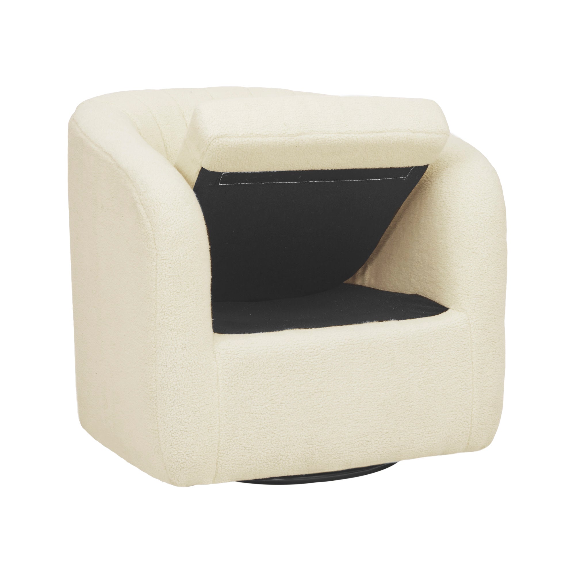 Teamson Home Monroe Faux Shearing Swivel Tub Chair with Channel Tufting, Ivory