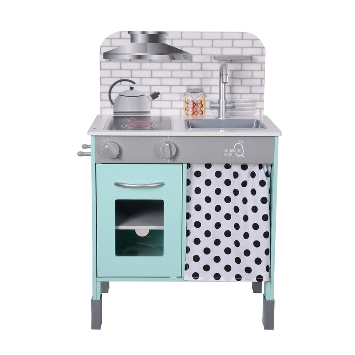 Teamson Kids Little Chef Philly Modern Wooden Kitchen Playset, Mint/White