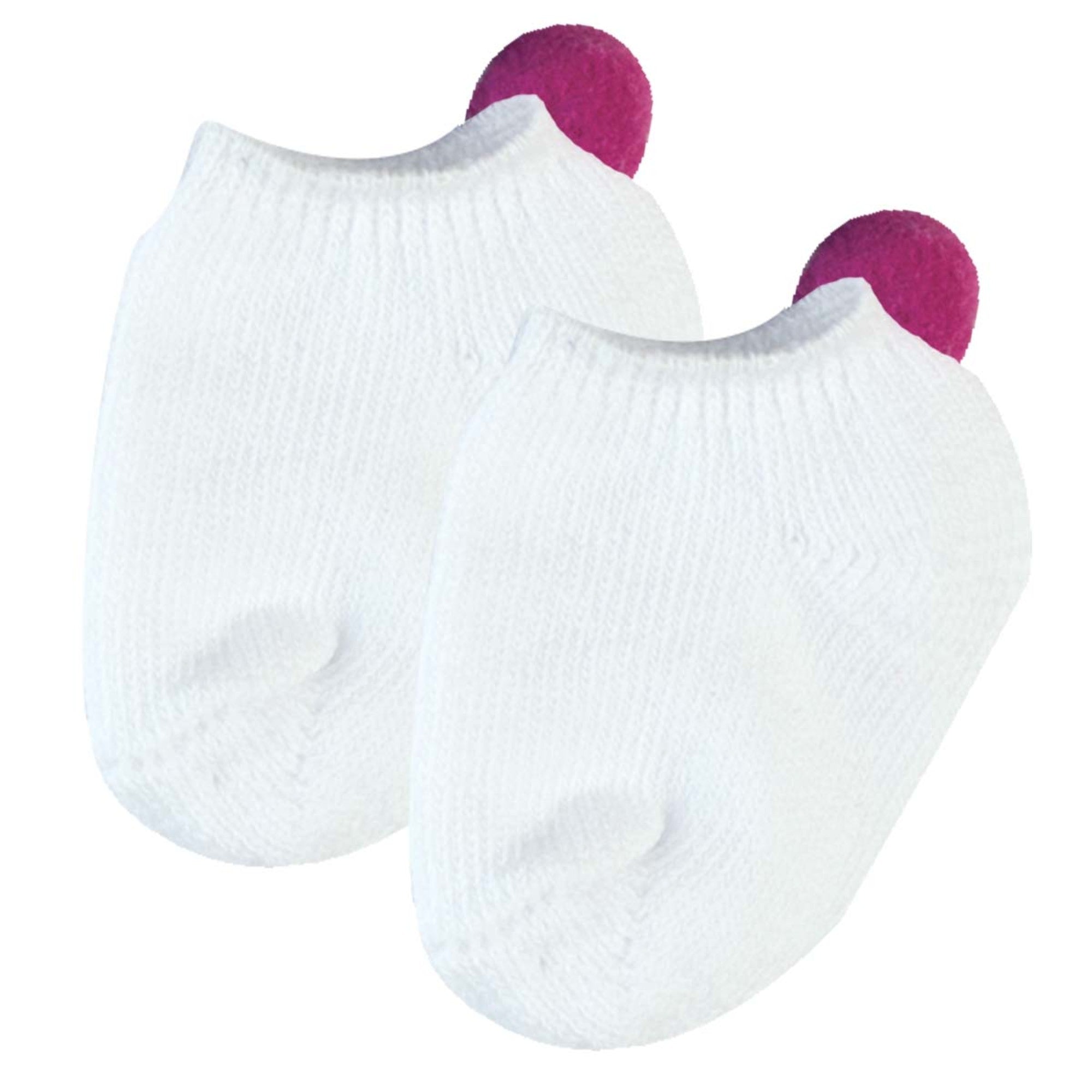 Sophia’s Mix & Match Wardrobe Essentials Basic Solid-Colored Ankle Socks with Pom-Poms for 18” Dolls, White/Hot Pink
