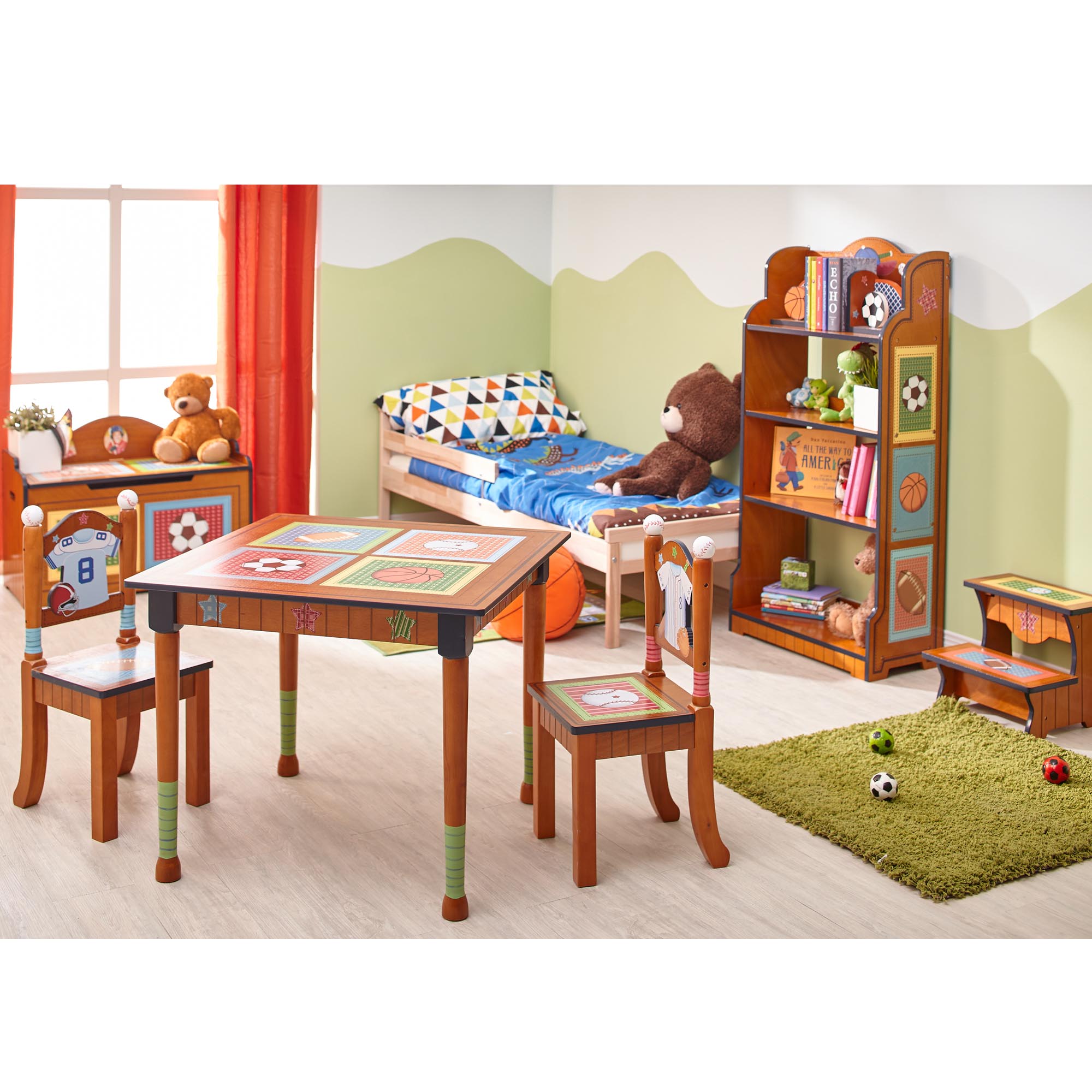 Fantasy Fields Little Sports Fan Kids Furniture Tall Bookshelf, Brown