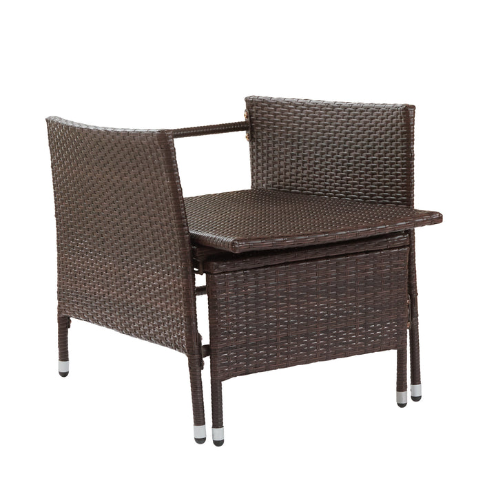 Teamson Home Outdoor PE Rattan Patio Chair in its compact, collapsed position