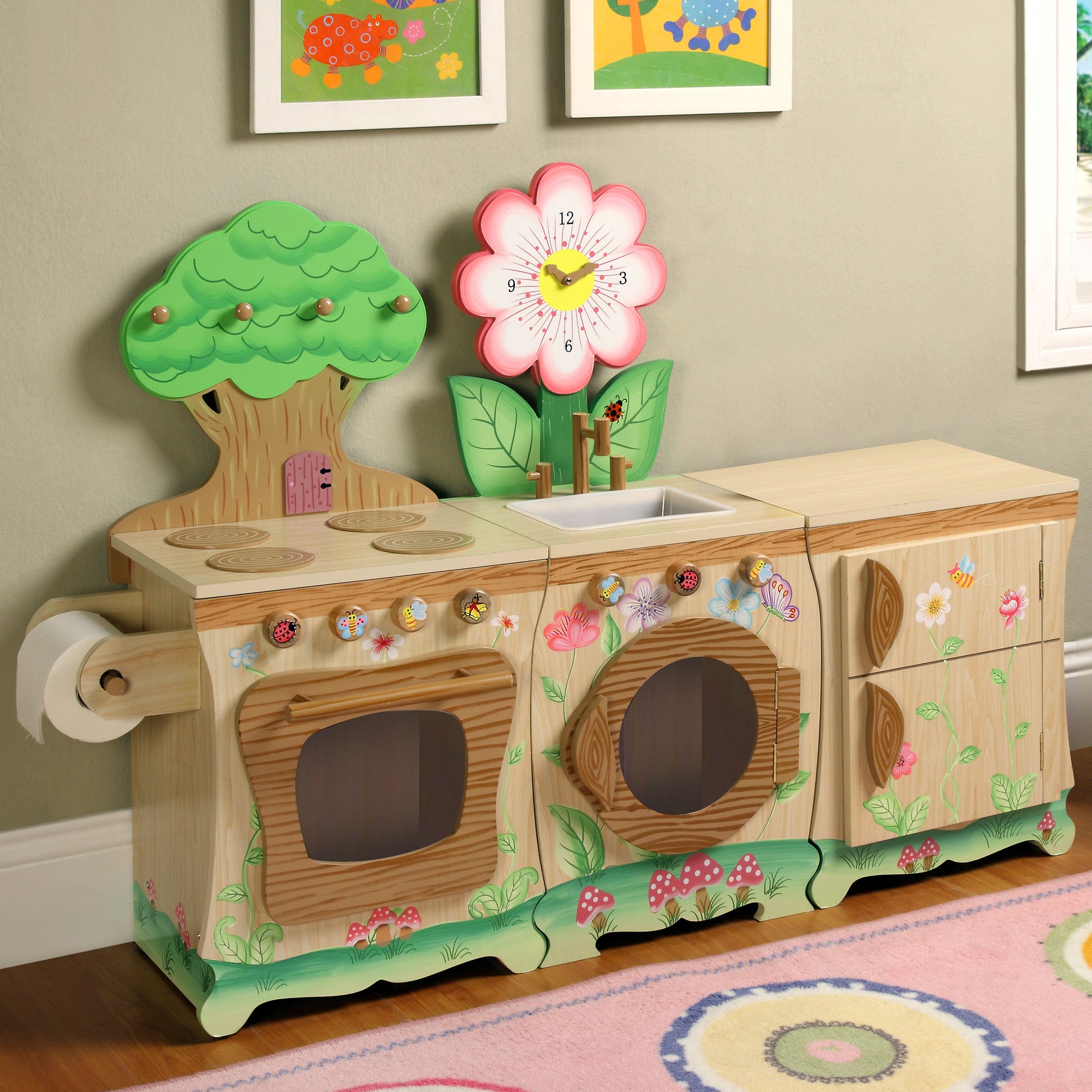 Teamson Kids Little Chef Bremen Forest Play Kitchen Toy Fridge - Burly Wood