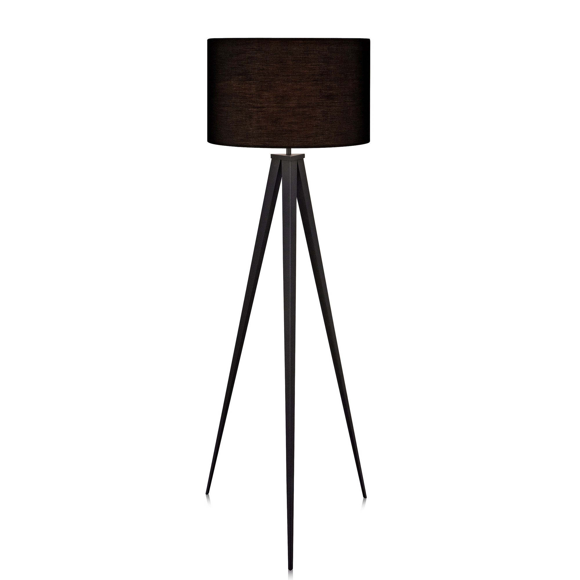 Teamson Home Romanza 60" Postmodern Tripod Floor Lamp with Drum Shade, Matte Black