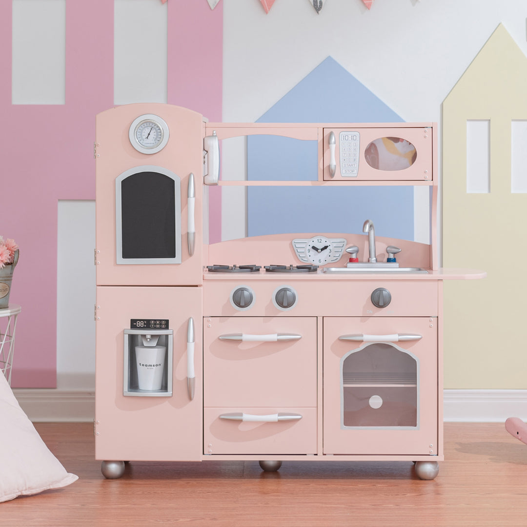 Teamson Kids Little Chef Westchester Retro Play Kitchen, Pink