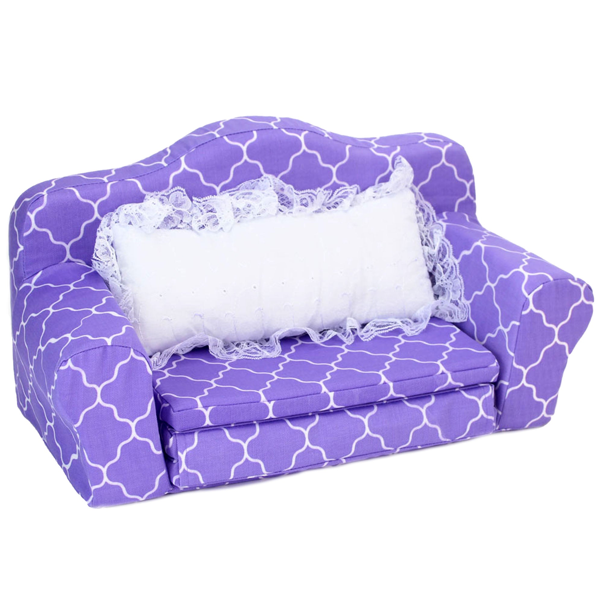 Sophia’s Plush Pull Out Couch/Double Bed Sized for 18" Dolls, Purple